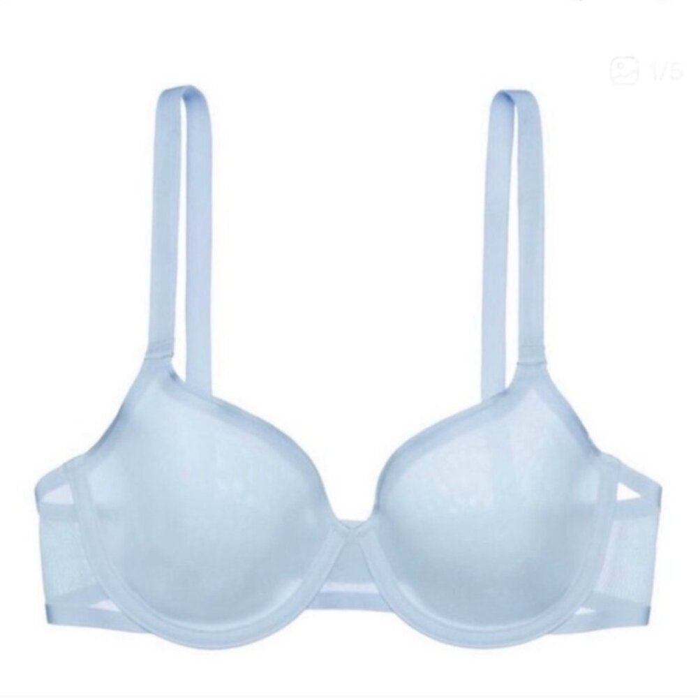Cuup 34D The Demi Bra Mesh Pale Blue Underwire